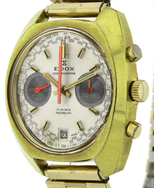 extrem seltener Edox Vintage- Herren- Chronograph, Handaufzug Kal. 7734, 70er – Bild 4