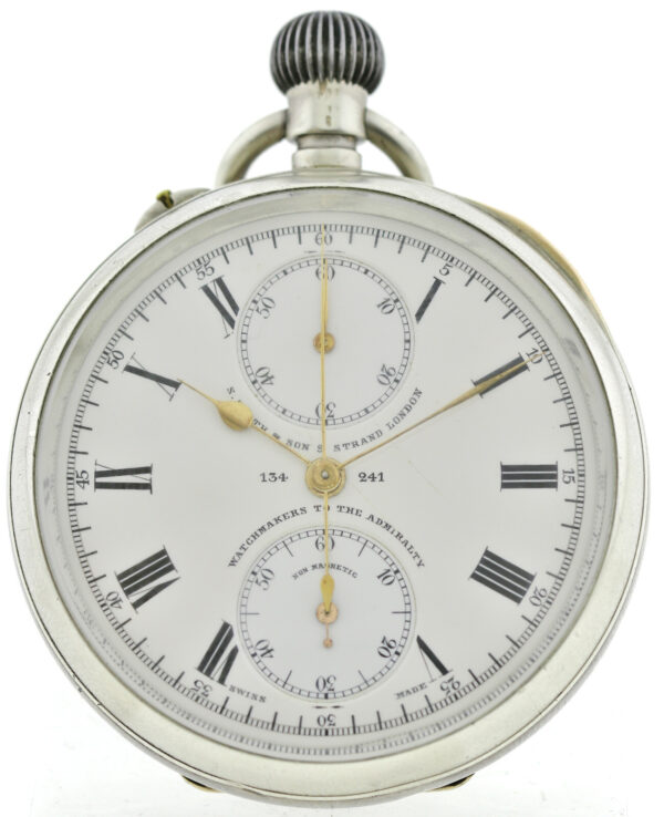 rare Smith and Son Herren Taschenuhr/CHRONOGRAPH 935er Silberca. 120,7g um 1910