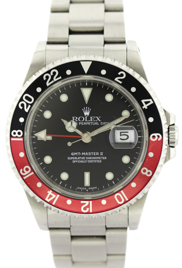 Rolex GMT Master II Date Coke Automatik Herrenuhr Ref. 16710 Edelstahl aus 1999 – Bild 3