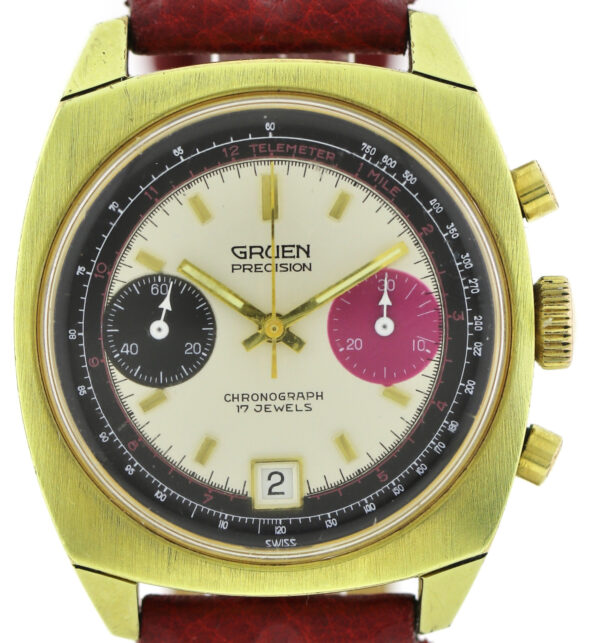 Gruen Precision, Vintage- Herren- Chronograph 70er Jahre, Valjoux 7734, 37,5mm