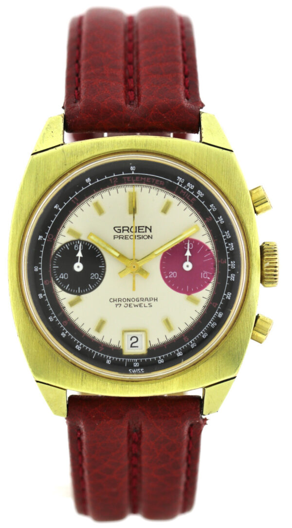 Gruen Precision, Vintage- Herren- Chronograph 70er Jahre, Valjoux 7734, 37,5mm – Bild 2