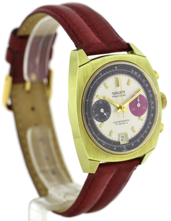 Gruen Precision, Vintage- Herren- Chronograph 70er Jahre, Valjoux 7734, 37,5mm – Bild 3