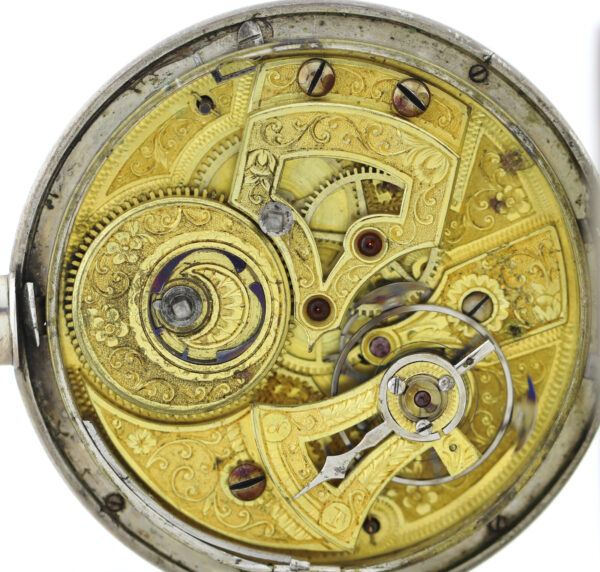 Duplex offene Herren Taschenuhr in Silber Chinesisch springende Sekunde Ø57mm – Bild 2