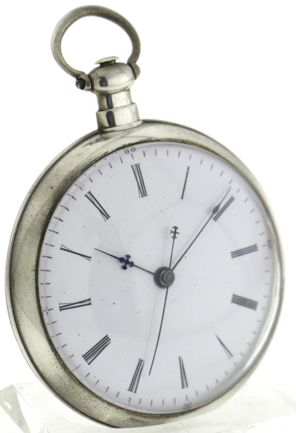 Duplex offene Herren Taschenuhr in Silber Chinesisch springende Sekunde Ø57mm – Bild 6