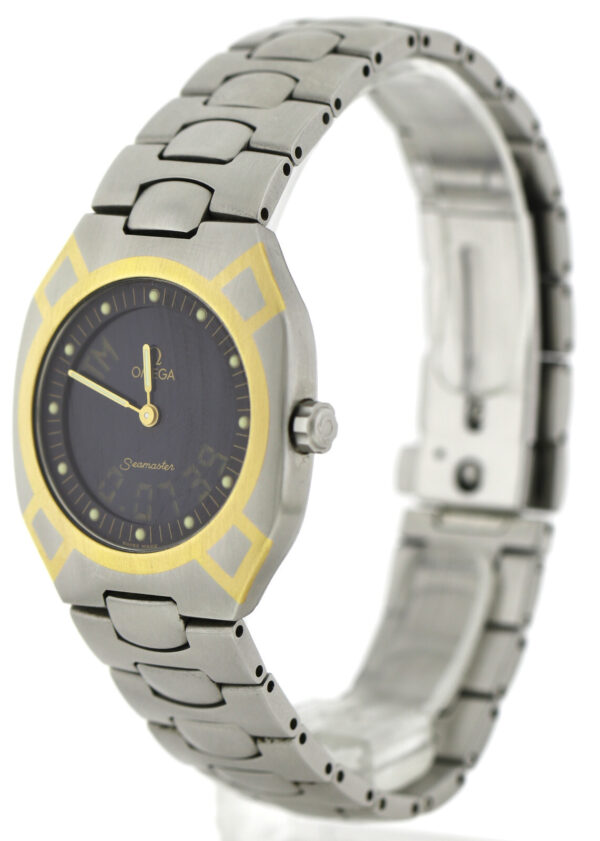 Omega Seamaster Polaris Multifunktion Stahl/750/18k Gold Quartz Uhr 36x32 Unisex – Bild 4