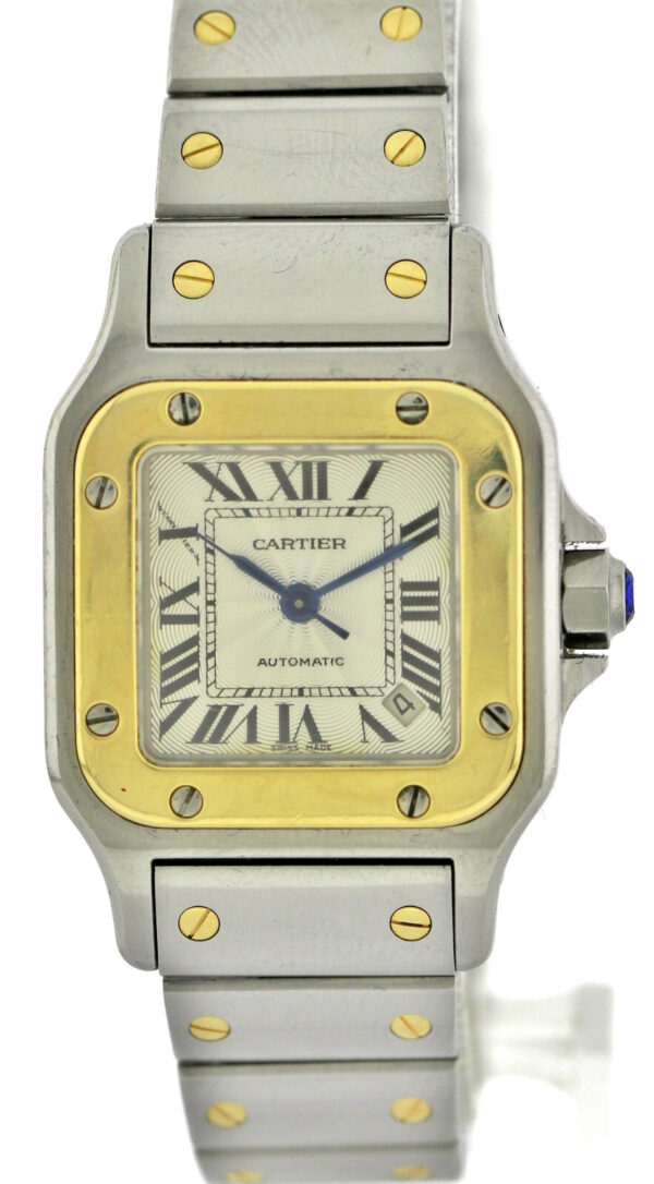 Cartier Santos Galbee, Automatik- Damenuhr, Stahl/ 18k Gold, Ref. 2423,  24mm – Bild 2