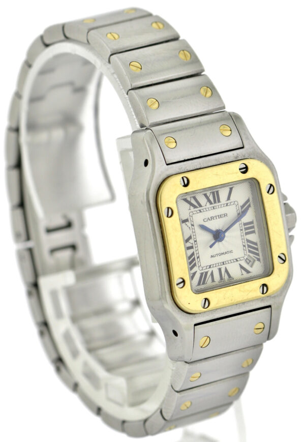 Cartier Santos Galbee, Automatik- Damenuhr, Stahl/ 18k Gold, Ref. 2423,  24mm – Bild 3