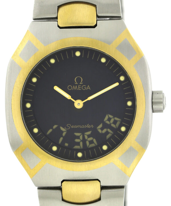 Omega Seamaster Polaris Multifunktion Stahl/750/18k Gold Quartz Uhr 36x32 Unisex