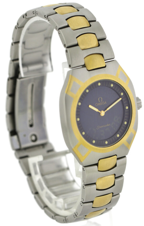 Omega Seamaster Polaris Multifunktion Stahl/750/18k Gold Quartz Uhr 36x32 Unisex – Bild 3