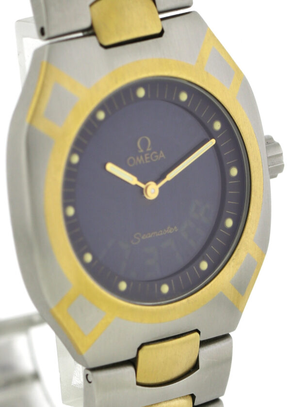 Omega Seamaster Polaris Multifunktion Stahl/750/18k Gold Quartz Uhr 36x32 Unisex – Bild 5