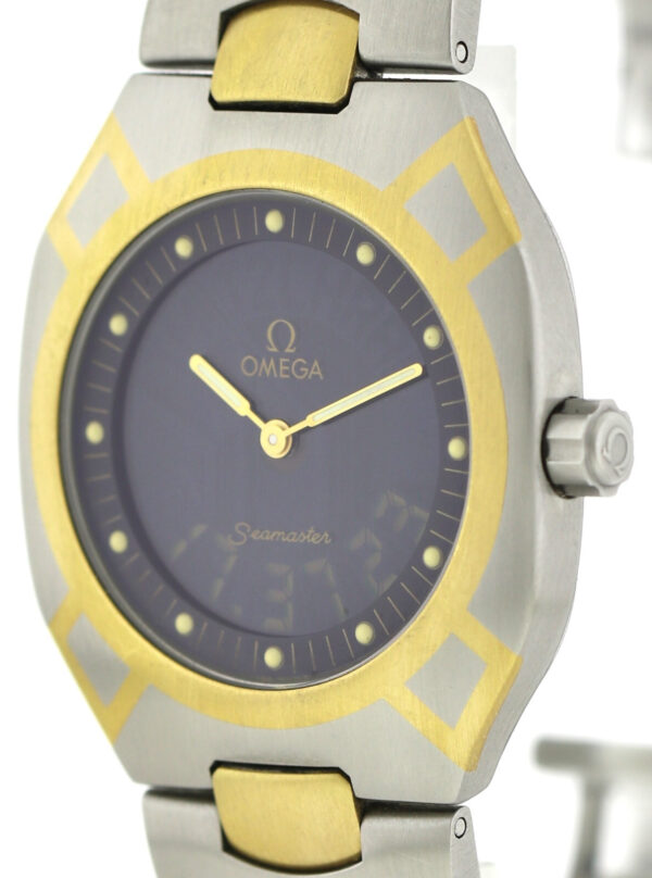 Omega Seamaster Polaris Multifunktion Stahl/750/18k Gold Quartz Uhr 36x32 Unisex – Bild 6