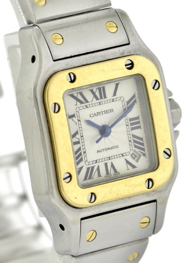 Cartier Santos Galbee, Automatik- Damenuhr, Stahl/ 18k Gold, Ref. 2423,  24mm – Bild 5