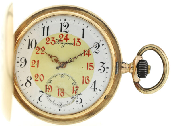Longines Grand Prix Herren-Savonette Sprungdeckel Taschenuhr 585/14k Gold  89,5g – Bild 2