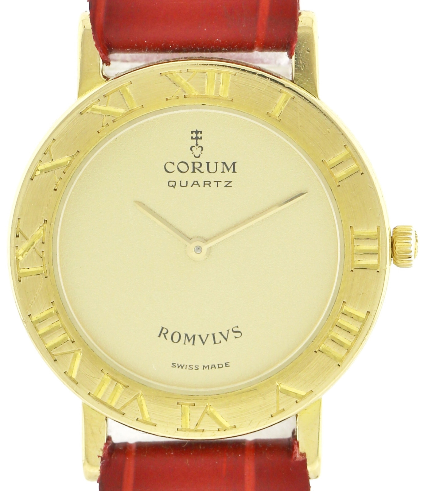 Corum Romulus Romvlvs 750/18k Gelbgold Damenuhr Ø26,5mm Quarz Box+ Papiere