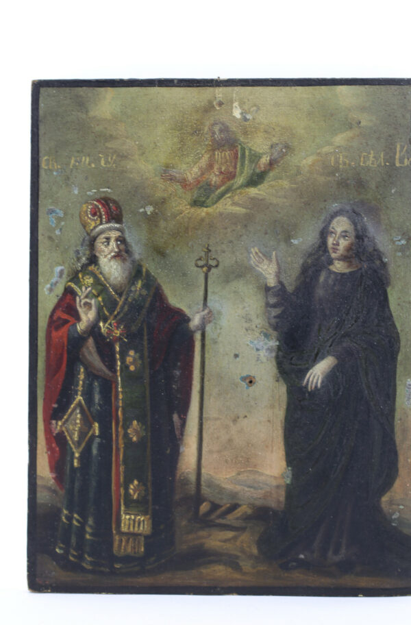 Russische Ikone Antik Oklad 84 Silber Ivan Gubkin Jesus- Maria- orthodoxer Pope – Bild 8
