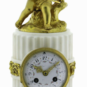 Amor Biedermeier Pendule Kaminuhr S.Marte Cie 1830-1860 Marmor-Bronze vergoldet