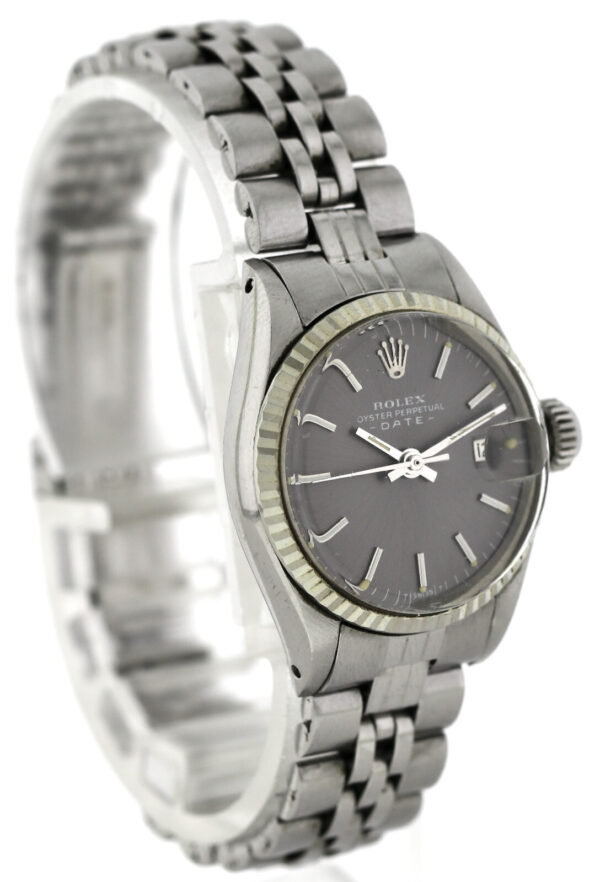 Rolex Oyster Perpetual Date, Damenuhr, Stahl/18k Weißgold  Ref.6517, 1970, Ø25 – Bild 3