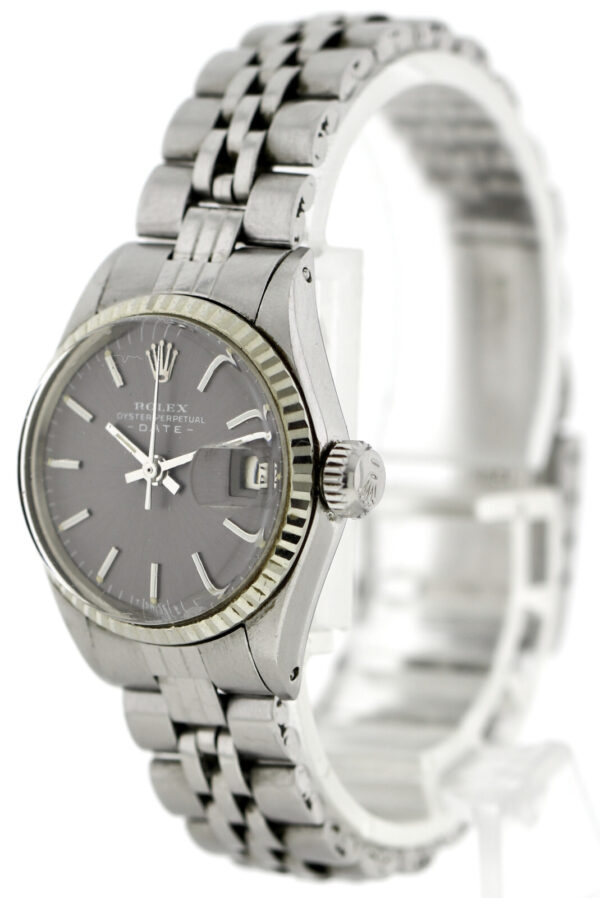 Rolex Oyster Perpetual Date, Damenuhr, Stahl/18k Weißgold  Ref.6517, 1970, Ø25 – Bild 4