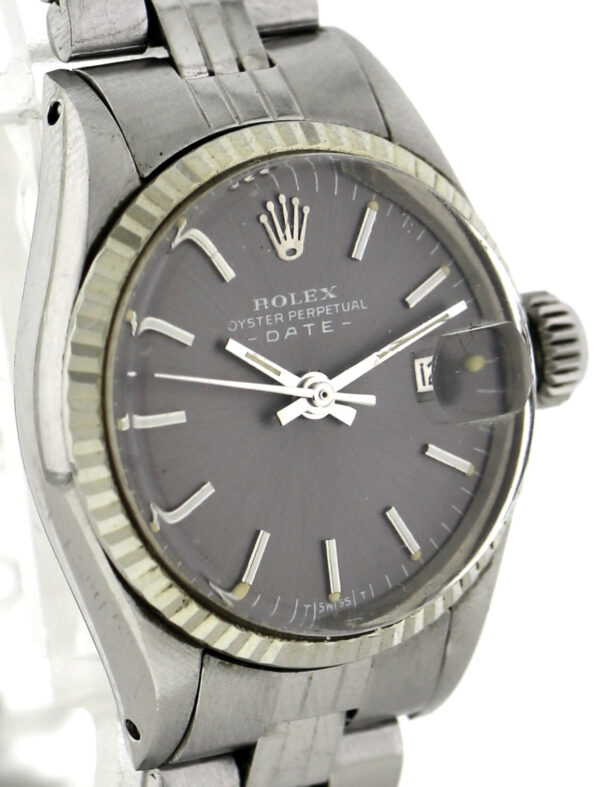 Rolex Oyster Perpetual Date, Damenuhr, Stahl/18k Weißgold  Ref.6517, 1970, Ø25 – Bild 5