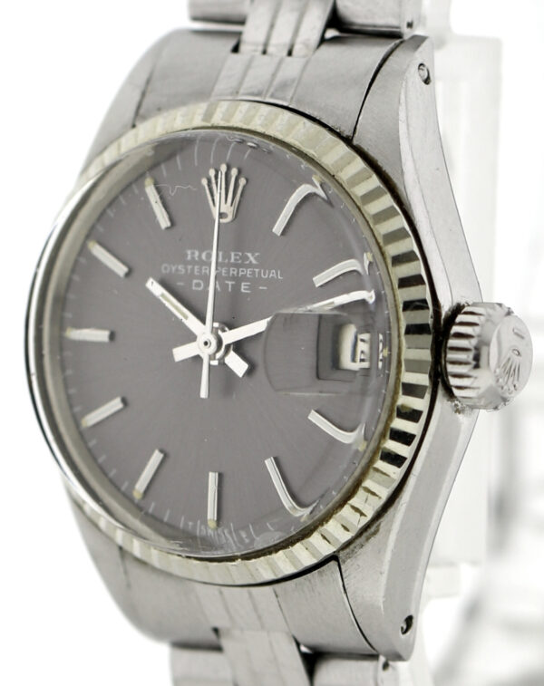 Rolex Oyster Perpetual Date, Damenuhr, Stahl/18k Weißgold  Ref.6517, 1970, Ø25 – Bild 6
