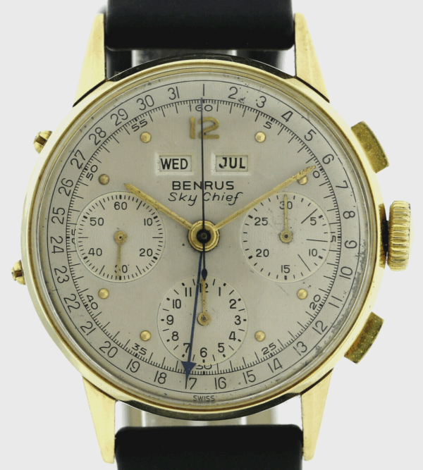 Benrus Sky Chief Kal. 72c Vintage Chronograph Triple Calendar 585/14k ultrarare