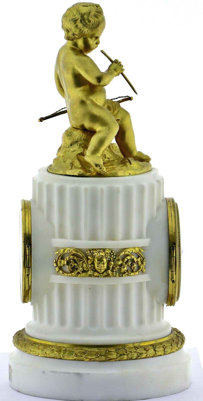 Amor Biedermeier Pendule Kaminuhr S.Marte Cie 1830-1860 Marmor-Bronze vergoldet – Bild 4