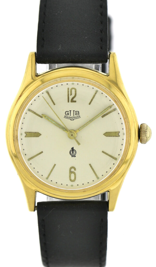 rare GUB Glashütte Q1 Kaliber 60.3 vergoldete Vintage Herrenuhr Handaufzug 50er – Bild 2