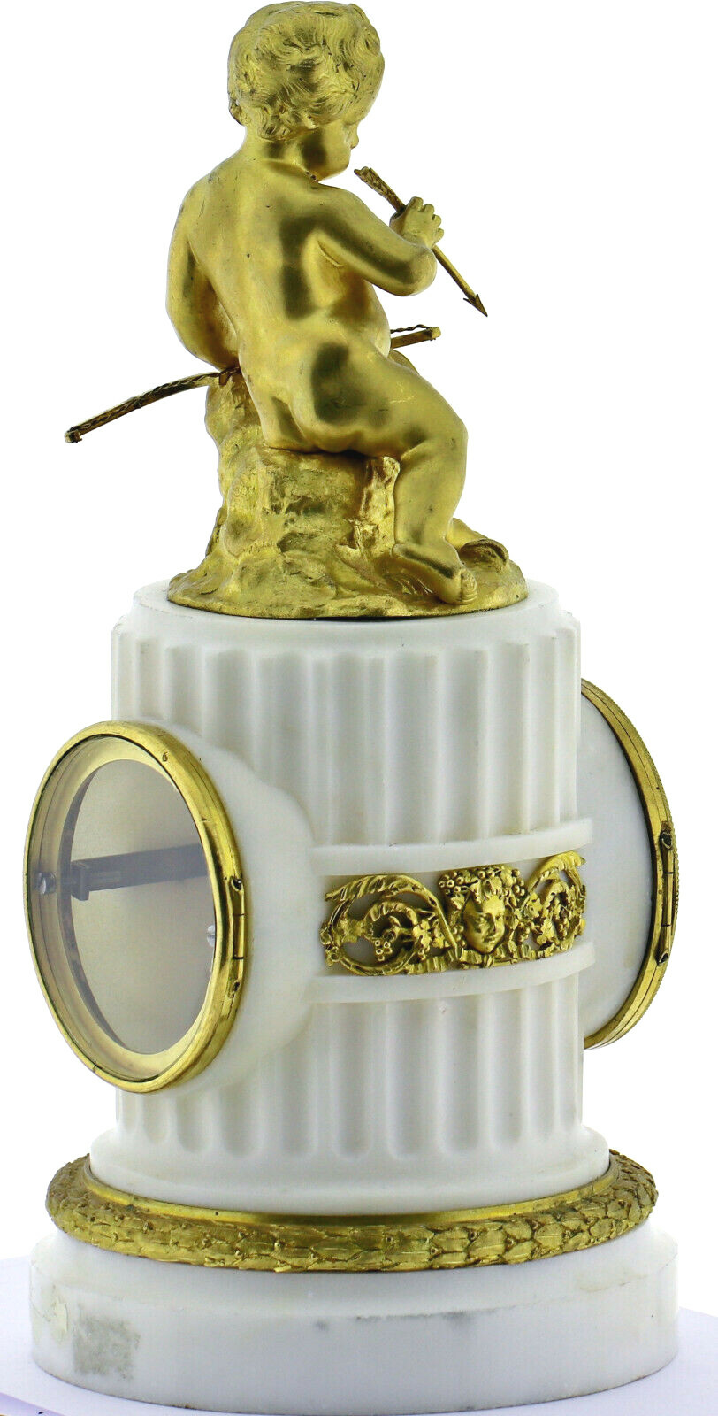 Amor Biedermeier Pendule Kaminuhr S.Marte Cie 1830-1860 Marmor-Bronze vergoldet – Bild 5