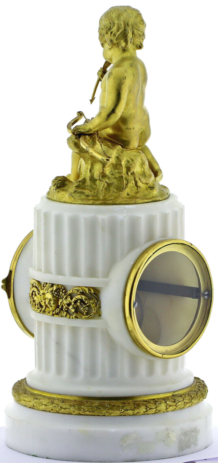 Amor Biedermeier Pendule Kaminuhr S.Marte Cie 1830-1860 Marmor-Bronze vergoldet – Bild 6