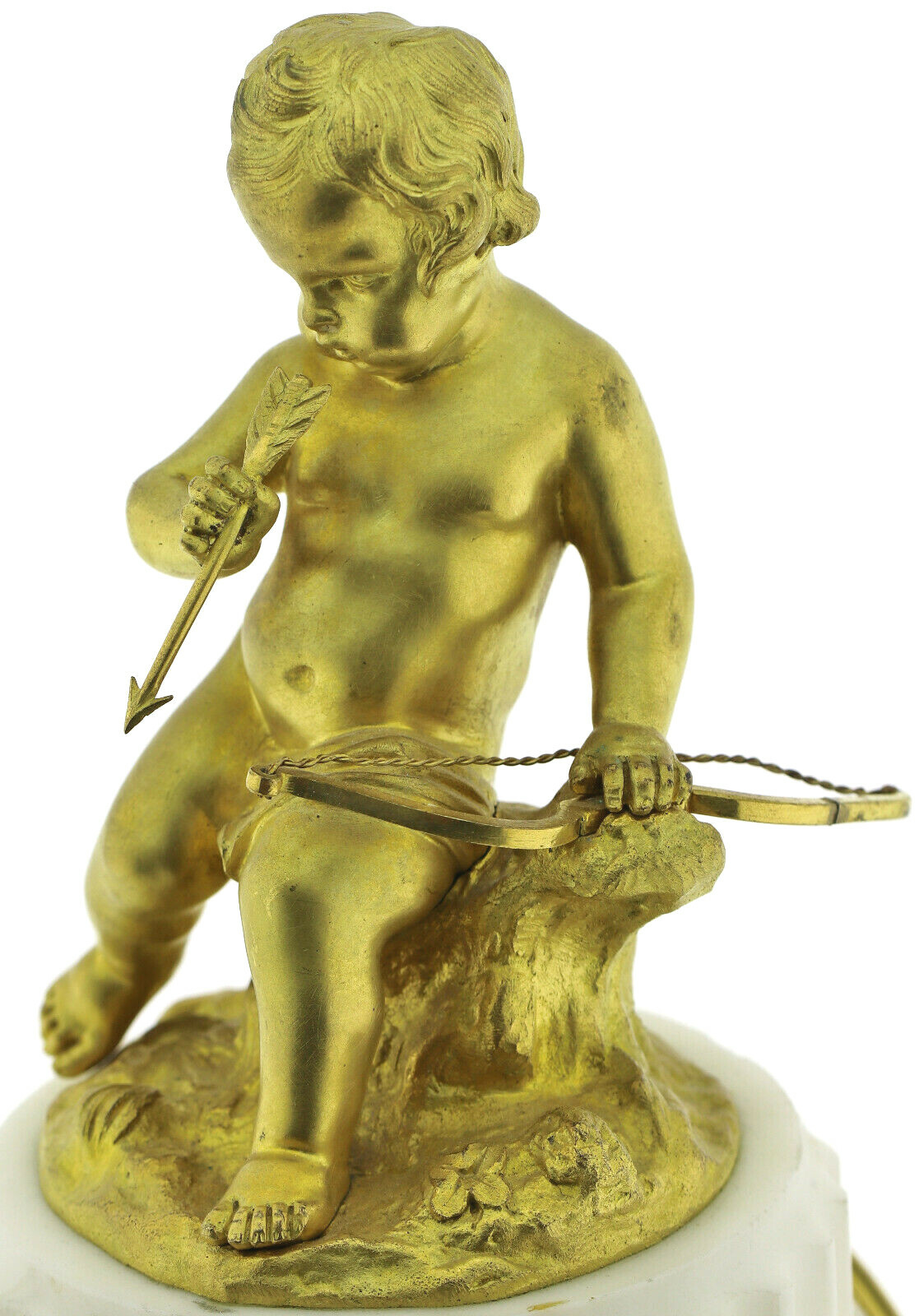 Amor Biedermeier Pendule Kaminuhr S.Marte Cie 1830-1860 Marmor-Bronze vergoldet – Bild 8
