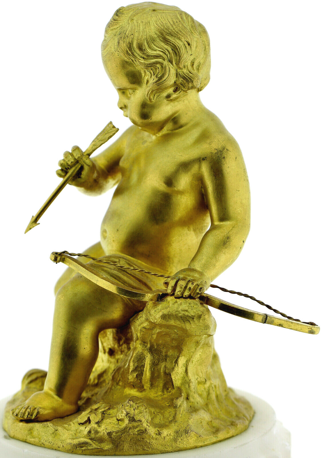 Amor Biedermeier Pendule Kaminuhr S.Marte Cie 1830-1860 Marmor-Bronze vergoldet – Bild 9
