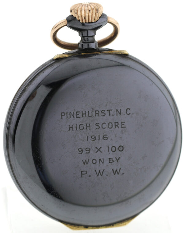 Tiffany & Co Suisse NOS Rarität Alarm-Wecker Herren Taschenuhr brüniertes Eisen – Bild 3