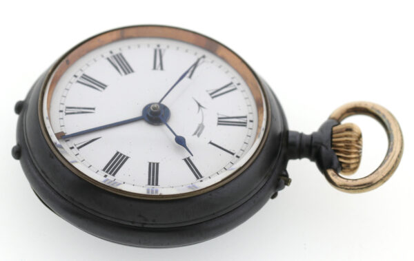 NOS Signal Reveil Avertisseur Alarm-Wecker Herren Taschenuhr brüniertes Eisen – Bild 6