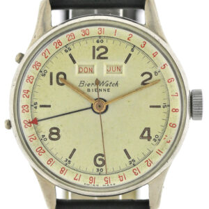 Bieri Watch Bienne Vintage Vollkalender Herren- Armbanduhr in Stahl 60er Jahre