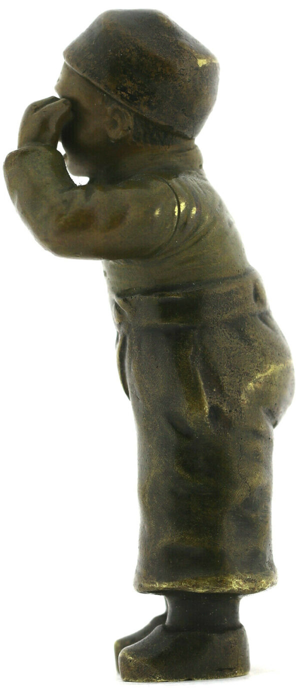 Set Bronze Figuren weinende Mädchen und Junge ca.8,5-9cm wohl um 1900 unsigniert – Bild 8