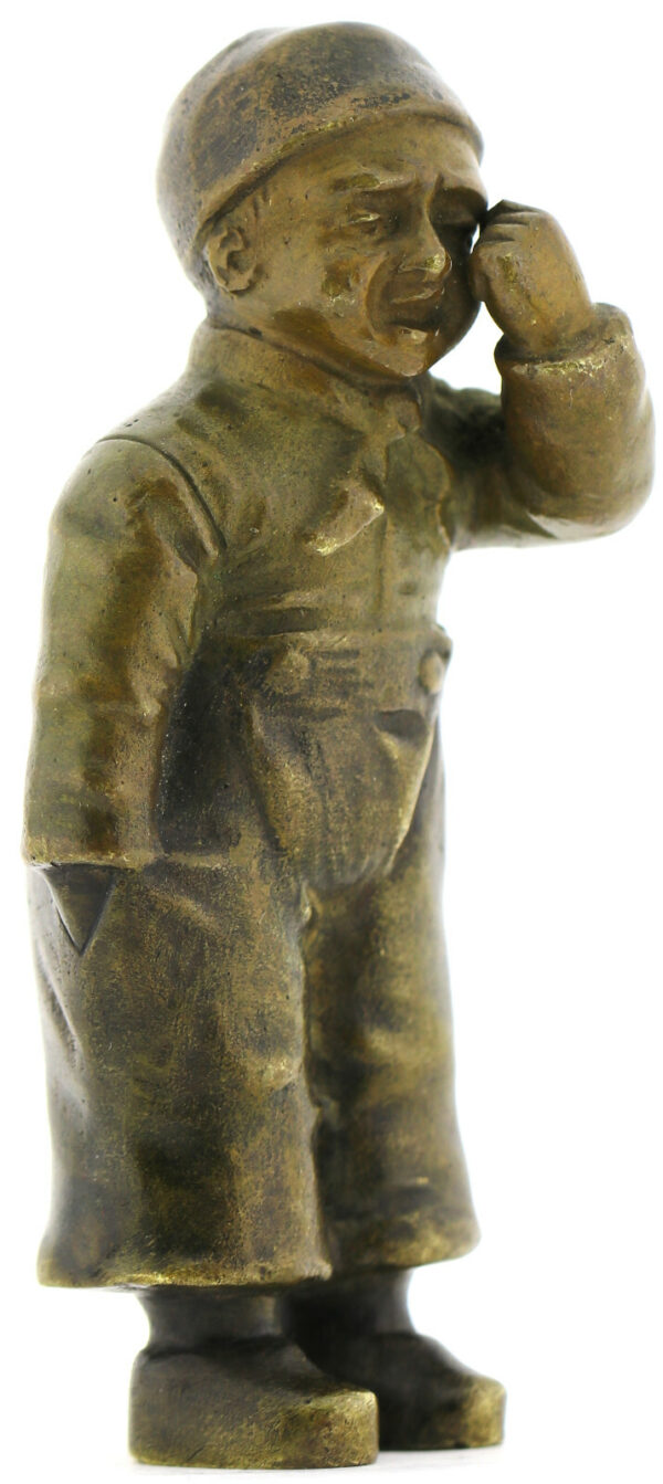 Set Bronze Figuren weinende Mädchen und Junge ca.8,5-9cm wohl um 1900 unsigniert – Bild 11