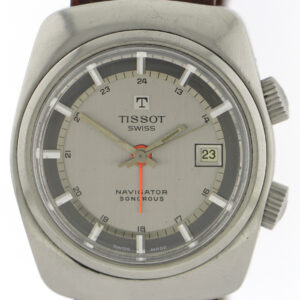 Vintage Tissot Navigator Sonorous Alarm-Wecker Herren Armbanduhr Edelstahl ~1975