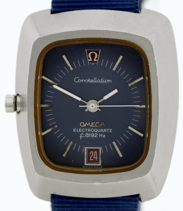 Rare Omega Constellation Electroquartz F8192 Hz  blaue Vintageuhr – Bild 3