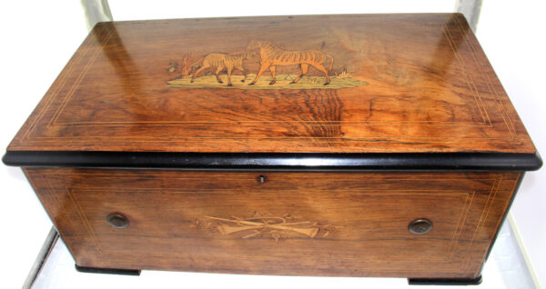 Antikes Walzenspielwerk um 1870 mit 6 Glocken,  8 Lieder "Orchestrion" Top Zust. – Bild 3
