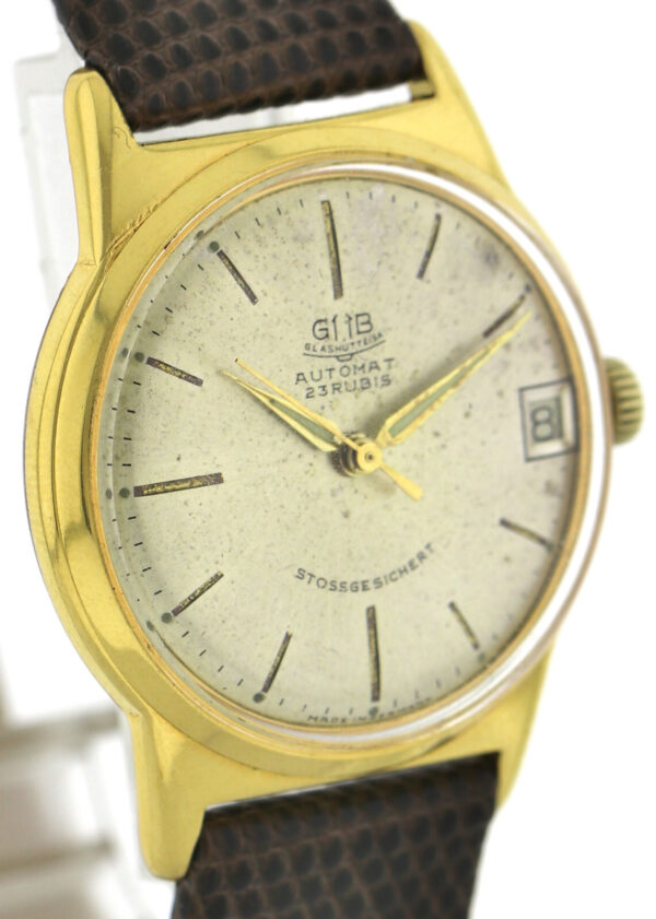 seltene GUB Glashütte Automat Kal. 67.1 vergoldete Vintage Herrenuhr 1960er – Bild 5