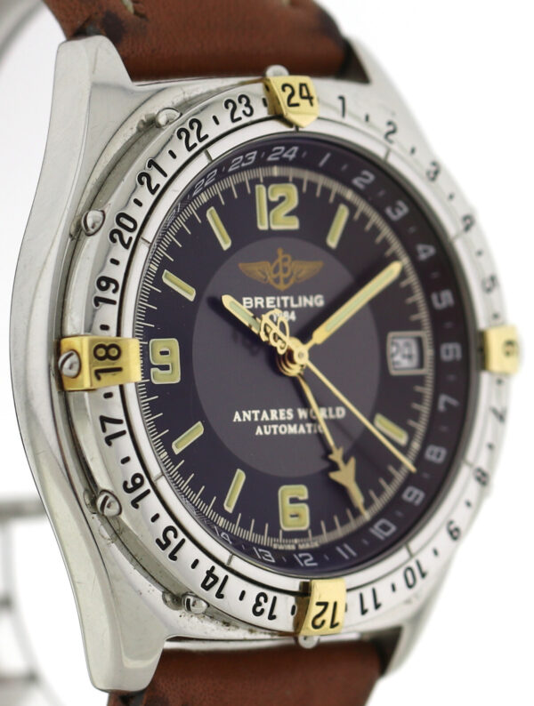Breitling Antares World GMT Automatik Edelstahl Ref. B32047 Ø39mm ca. 1990-2000 – Bild 3