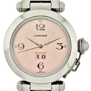Cartier Pasha Big Date Automatic Herrenuhr Pink Dial Ref. 2475 Edelstahl ca.2005