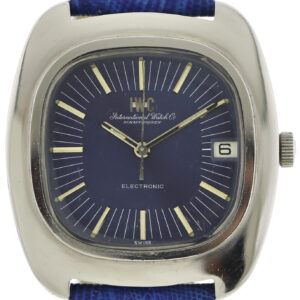 IWC Electronic Stimmgabel Vintage Herren Armbanduhr blau ~1970er Datum Edelstahl