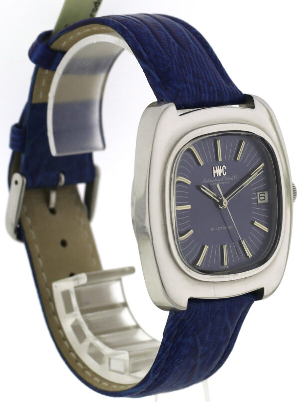 IWC Electronic Stimmgabel Vintage Herren Armbanduhr blau ~1970er Datum Edelstahl – Bild 4