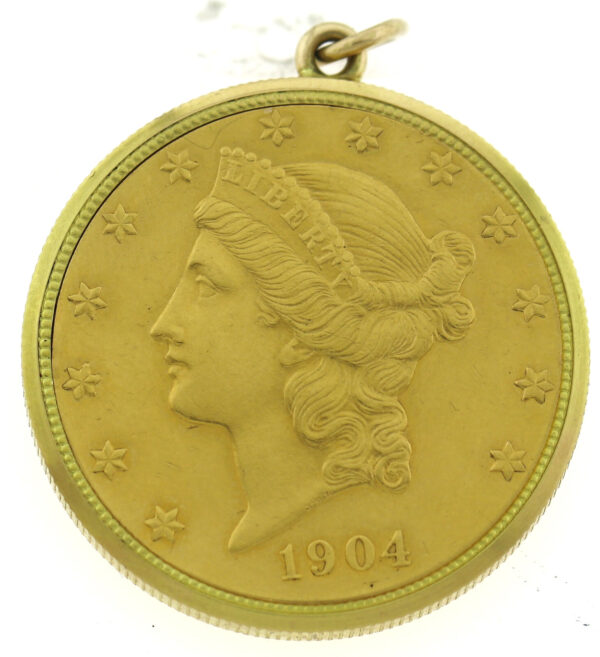 Rarität 20 Dollar Liberty Münzuhr Taschenuhr Anhängeuhr Ø34,5mm ca.35,3g – Bild 5
