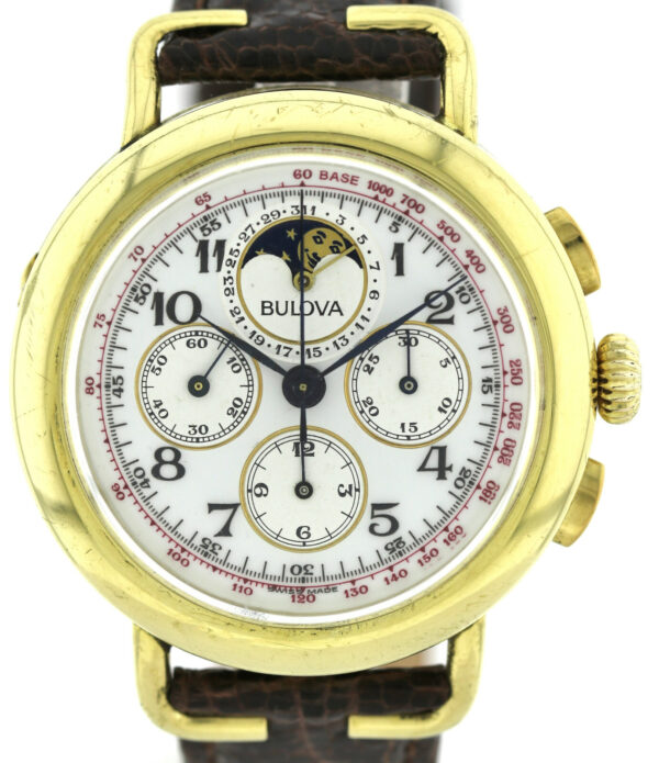 Rarität Bulova Vintage- Chronograph 750/18k Gold Mondphase Kal.1883 revisioniert