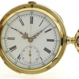 Hochwertige ¼ Repetition Chronograph Savonette Taschenuhr 585/14k Gold Ø53mm 94g