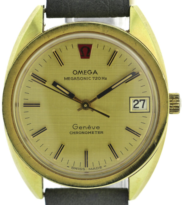 Omega Geneve Megasonic Chromometer Date Vintage Herren- Uhr Ref. 1980065 Ø35mm – Bild 2