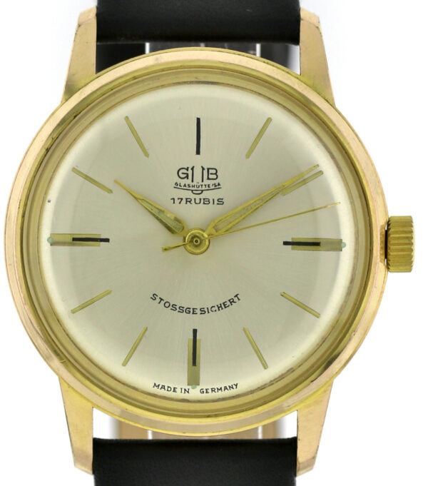 GUB Glashütte Kaliber 70.1 vergoldete Vintage Herren Armbanduhr Handaufzug 60er