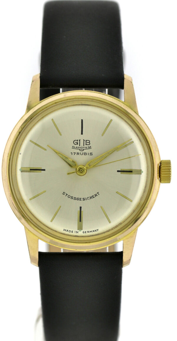 GUB Glashütte Kaliber 70.1 vergoldete Vintage Herren Armbanduhr Handaufzug 60er – Bild 2